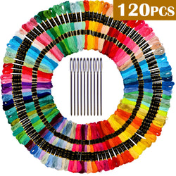 Premium Rainbow Color Embroidery Floss -Embroidery Thread- Cross Stitch Threads - Friendship Bracelets Floss - Crafts Floss - 110 Skeins Per Pack and Free Set of 10Needles