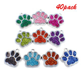 HAN SHENG 40 Pcs Animal Cat Dog Paw Chunk Charms Pendants Crystal Beads Jewelry Findings for DIY Jewelry Making Necklace Bracelet (Multicolor)