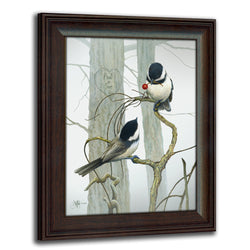 Chickadees - Love is in The Air - Personalized Romantic Wildlife and Animal Framed Prints for Anniversaries, Weddings, Valentine's, and Christmas!