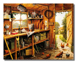 Country Tool Shed Chicken Pots Animal Wall Picture 16x20 Art Print
