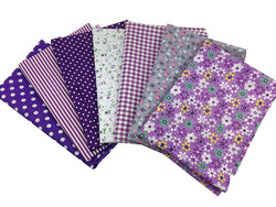 Quilting Fabric, Misscrafts 7pcs 50 x 50cm Cotton Blending Textile Craft Fabric Bundle Fat Quarter Patchwork Pre-Cut Quilt Squares for DIY Sewing Scrapbooking Dot Floral Pattern (Purple)