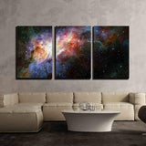 wall26 - 3 Piece Canvas Wall Art - Beautiful Multicolored Galaxy - Modern Home Decor Stretched and Framed Ready to Hang - 16"x24"x3 Panels