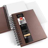 Arteza Sketch Book, 5.5x8.5-inch, 3-Pack, Brown Drawing Pads, 300 Sheets Total, 68 lb 100 GSM, Hardcover Sketchbook, Spiral-Bound, Use with Pencils, Charcoal, Pens, Crayons & Other Dry Media