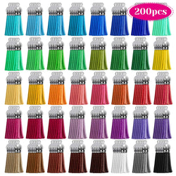 Tassels, Cridoz 200pcs Leather Keychain Tassels Bulk for Crafts, Keychains Supplies, Acrylic Keychain Blanks, Charms, Earrings, Bracelets and Jewelry Making (40 Colors)