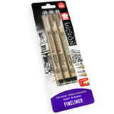 Sakura Pigma Micron - Pigment Fineliner Pens - 0.5/0.8mm/PN - Black Ink - Blister Pack of 3