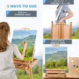 Magicfly French Easel with Sketch Box, Art Painting Easel for Adults with Shoulder Strap, Portable French Style Easels for Painting & Drawing, with Wooden Pallete