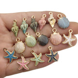iloveDIYbeads 30pcs Assorted Gold Plated Enamel Ocean Starfish Conch Shell Charm Pendant for DIY Jewelry Making Necklace Bracelet Earring DIY Jewelry Accessories Charms M156