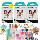 Polaroid Instant Film (60 Sheets) 6 x Instant Film 10 Shots per Pack + 10 Hanging Picture Frames + 60 Sticker Frames Accessory Bundle - Designed for use with Fuji Instax Mini & PIC 300 Cameras PIF300