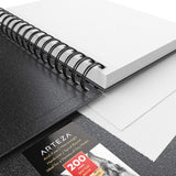 Arteza Sketch Book, 5.5x8.5-inch, 3-Pack, Black Drawing Pads, 300 Sheets Total, 68 lb 100 GSM, Hardcover Sketchbook, Spiral-Bound, Use with Pencils, Charcoal, Pens, Crayons & Other Dry Media