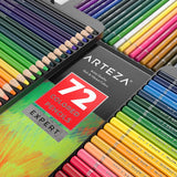 ARTEZA Colored Pencils, Professional Set of 72 Colors, Soft Wax-Based Cores, Ideal for Drawing Art, Sketching, Shading & Coloring, Vibrant Artist Pencils for Beginners & Pro Artists in Tin Box