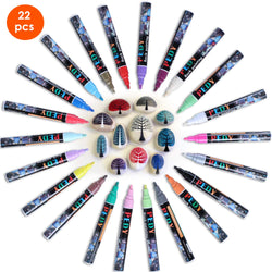 Pedy 22 Colors Paint Marker Pens for Rock Painting, Metal, Stone, Ceramic, Glass, Wood, Canvas Painting, Professional Medium Tip, Non-Toxic, No Odor, Quickly Dry, Long Lasting, Water Resistant