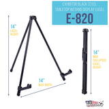 U.S. Art Supply 14" High Exhibitor Black Steel Tabletop Instant Display Easel - Small Portable Tripod Stand, Adjustable Holders - Display Paintings, Framed Pictures, Event Signs, Posters, Holds 5 lbs