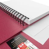 Arteza Watercolor Sketchbooks, 5.5x8.5-inch, 3-Pack, Pink Hardcover Journal, 96 Sheets, 140lb/300gsm Watercolor Paper Pad, Spiral Bound Book for Watercolor, Gouache, Acrylics, Pencils, Wet & Dry Media
