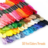 Caydo Embroidery Floss 50 Skeins Friendship Bracelets Floss Rainbow Color Embroidery Thread Cross Stitch Floss with 12 Pieces Floss Bobbins