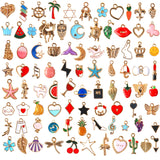 110Pcs Assorted Gold Plated Enamel Pendants Necklace Bracelet Charms for Jewelry Making
