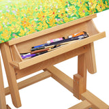 MEEDEN Heavy Duty Extra Large H-Frame Studio Easel - Versatile Solid Beech Wood Artist Floor Easel Adjustable Painting Easel Stand, Movable and Tilting Flat Available