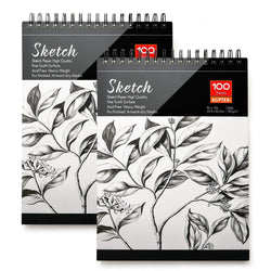 Sketch Book, AGPtEK Art Drawing Pad 9 X 12, 100 Sheets, 60lb/100g, 2 Pack