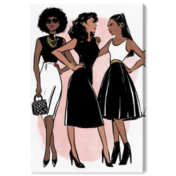 The Oliver Gal Artist Co. Fashion and Glam Wall Art Canvas Prints 'Lovely Gals' Home Décor, 24" x 36", Black, White