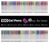 Castle Art Supplies 100 Gel Pen Set with Case for Adult Coloring Books, Drawing, Scrapbooking, Writing - Kit Includes Swirl, Pastel, Metallic, Glitter and Neon Smooth Fine Tip Gels