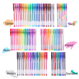 Scriptract Gel Pens for Adult Coloring 100 Colors Set with Glitter Metallic Neon Pastel Swirl Colors, Also Perfect Coloring Set for Kids Doodling Drawing Painting (100 Colors Mixed)