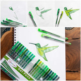 OfficeGoods Green Gel Pen Set - 24 Premium Colors with a Full Set of Refills Included. Perfect for Nature, Trees, Birds, Landscape & Animal Scenes - with 40 Percent MORE Ink.