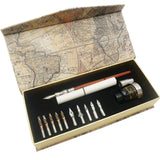 IPLETIX Wooden Dip Pen Handcrafted Calligraphy Dip Pen Set with 11 Dip Pen Nibs &Black Ink & Retro Pen Holder &Writing Paper