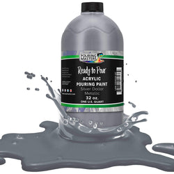 Pouring Masters Silver Dollar Metallic Acrylic Ready to Pour Pouring Paint - Premium 32-Ounce Pre-Mixed Water-Based - for Canvas, Wood, Paper, Crafts, Tile, Rocks and More