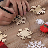 KSPOWWIN 50pcs Snowflakes Blank Wood Slices for DIY Christmas Ornaments Hanging Decorations, Unfinished Wooden Christmas Cutouts Ornaments