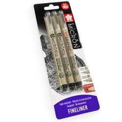 Sakura Pigma Micron - Pigment Fineliner Pens - 0.3/0.5mm/Graphic - Black Ink - Blister Pack of 3