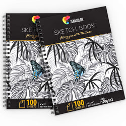 200 Sheets, Professional Sketch Book Set, 9"x12" with Spiral Bound - 2 x Sketch Pad with White Drawing Paper (100 g) - Blank Artist Sketchbook with Hardback Cover, Easy Tear Out for Drawing Pad