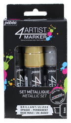 Pebeo 4Artist Marker, Oil Paint Markers, Metallic Set of 3 x 8 mm