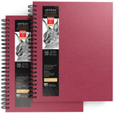 Arteza Sketch Book, 9x12-inch, 2-Pack, Pink Drawing Pads, 200 Sheets Total, 68 lb 100 GSM, Hardcover Sketchbook, Spiral-Bound, Use with Pencils, Charcoal, Pens, Crayons & Other Dry Media