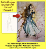 Fashion Sketchbook 400 Figure Templates, Premium Hardcover, Heavy-Weight Multi-Media Paper (8.5x6 Travel Size)