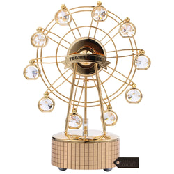 Matashi 24K Gold Plated Music Box with Crystal Studded Ferris Wheel Figurine Showpiece - Gift for Musician Mother's Day Christmas Valentine's Day Housewarming Present