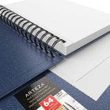 Arteza Watercolor Sketchbooks, 5.5x8.5-inch, 3-Pack, Blue Hardcover Journal, 96 Sheets, 140lb/300gsm Watercolor Paper Pad, Spiral Bound Book for Watercolor, Gouache, Acrylics, Pencils, Wet & Dry Media