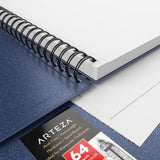 Arteza Watercolor Sketchbooks, 9x12-inch, 2-Pack, Blue Hardcover Journal, 96 Sheets, 140lb/300gsm Watercolor Paper Pad, Spiral Bound Book for Watercolors, Gouache, Acrylics, Pencils, Wet & Dry Media