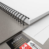 Arteza Watercolor Sketchbooks, 9x12-inch, 2-Pack, Gray Hardcover Journal, 64 Sheets, 140lb/300gsm Watercolor Paper Pad, Spiral Bound Book for Watercolors, Gouache, Acrylics, Pencils, Wet & Dry Media