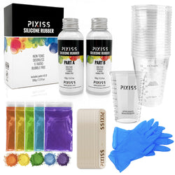 Silicone Rubber Mold Making Kit - Liquid Silicone Rubber, Tinting Mica Powders, Mixing Sticks, Gloves and Silicone Rubber Measuring and Mixing Cups