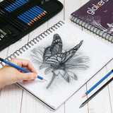Glokers 33-Piece Drawing Art Set - Drawing Sketch Pad, Shading Pencils, Professional Art Supplies