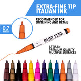 Paint Pens for Rock Painting - Ceramic, Wood, Metal and Glass. Set of 12 Vibrant Fine Tip Paint Markers, Fast Drying, Water Resistant