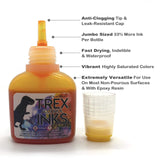 T-Rex Inks Alcohol Ink Set of 12 Jumbo Sized Bottles (.67oz / 20ml) with 11 Vibrant Colors & 1 Clear Blender for Alcohol Ink Art & Epoxy Resin Painting!