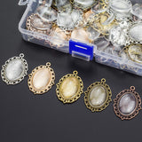 Maicreafie 80 Pcs Pendant Trays Kit, Including 40 Pieces 5 Colors Pendant Trays Oval Bezels with 40 Pieces Glass Dome Tiles for Crafting DIY Jewelry Making