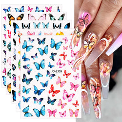 JMEOWIO 12 Sheets Butterfly Nail Art Stickers Decals Self-Adhesive Pegatinas Uñas Spring Summer Nail Supplies Nail Art Design Decoration Accessories