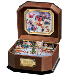 The Bradford Exchange Rudolph The Red-Nosed Reindeer Music Box with Art and 3D North Pole Scene Inside