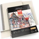 Arteza Complete Art Bundle, 72 Color Fineliner Pen Set, 48 Color Real Brush Pen Set & a 2 Pack of 9x12-inch 60-Sheet Mixed Media Pads for Professional & Beginning Artists & Students