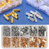 EuTengHao 440Pcs Ribbon Bracelet Kit Bookmark Pinch Crimp Ends Jewelry Findings Supplies Includes Ribbon Ends Crimps Lobster Clasps Open Jump Rings and Chain Extenders (Gold and Silver)