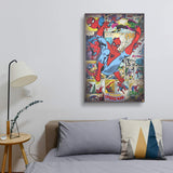 Officially Licensed Marvel Comics Amazing Spider-Man Vintage Comic Book Collage Wrapped Canvas Wall Art (36" H x 24" L)