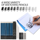Charcoal Pencil Set, Magicfly 33 Pcs Professional Sketching Pencils, Complete Graphite Drawing Pencils Artist Kit with Sketch Book, Charcoals, Pastels, Tools, Erasers, Kit Bag For Shading, Drawing