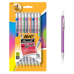 BIC Xtra Sparkle Mechanical Pencil, Colorful Barrel, Medium Point (0.7mm), 15-Count