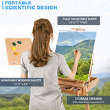 Delta Prime Savings Club - Portable Art Easel with Storage Sketch Box, French Style Adjustable Painting Easel with Wooden Pallete & Shoulder Strap for Painting and Drawing